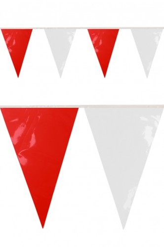 PVC VLAGGENLIJN ROOD/WIT 10 METER BRANDVEILIG