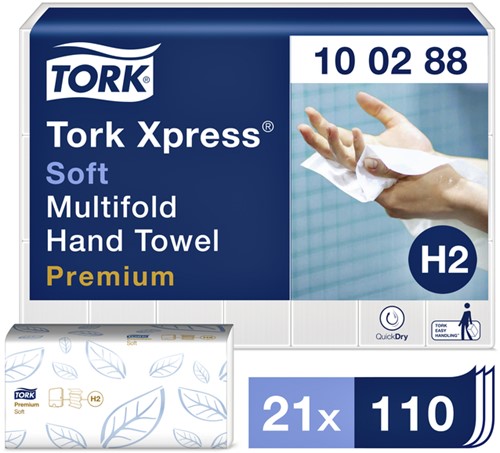 Handdoek Tork H2 Premium 2laags 212x340mm 100288 21 Stuk