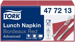 Lunchservet Tork Advanced vierdevouw bordeauxrood 200 Vel