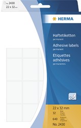 Etiket HERMA 2430 22x32mm wit 640st 32 Vel