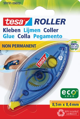 Lijmroller tesa eco niet permanent op blister 1 Stuk