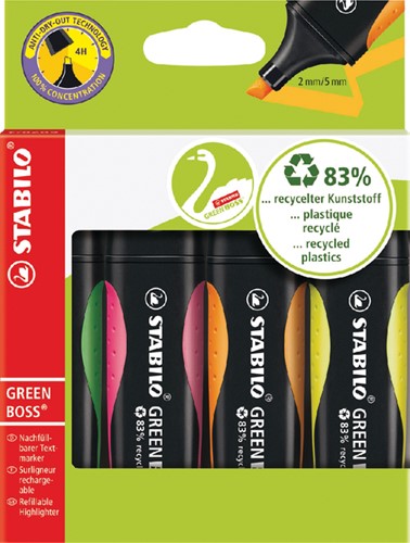 Markeerstift STABILO GREEN BOSS 6070/4 4st assorti 4 Stuk