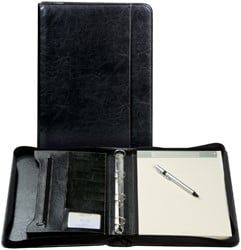 Schrijfmap Brepols Palermo A4 met rits 4-rings zw 1 Stuk