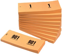 Nummerblok 42x105mm nummering 1 1000 oranje 10st 10 Stuk