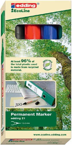 Viltstift edding Eco rond 1.5-3mm assorti21 4 Stuk