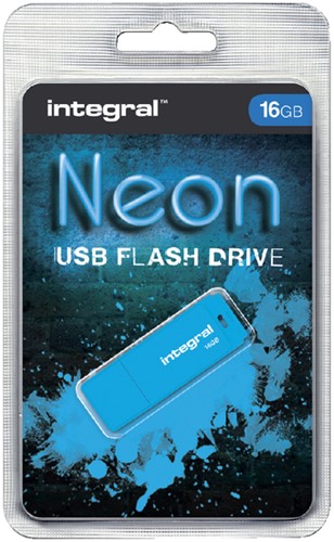 USB stick 2.0 Integral 16GB neon blauw 1 Stuk