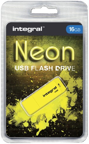 USB-STICK INTEGRAL FD 16GB NEON GEEL 1 Stuk