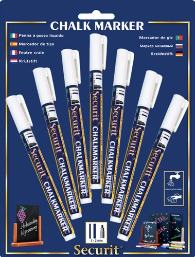 Krijtstift Securit SMA-100 rond 1-2mm wit 7 Stuk