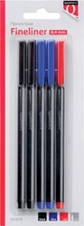 Fineliner Quantore 188 rond 0.4mm ass 5 Stuk