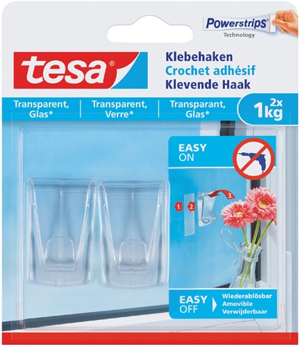 Klevende haak tesa 1kg transparant 2 Stuk
