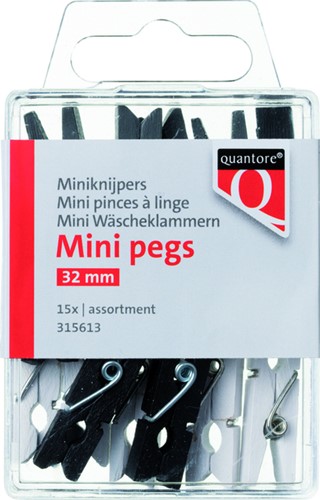 Miniknijper hout Quantore 34mm assorti 15 Stuk