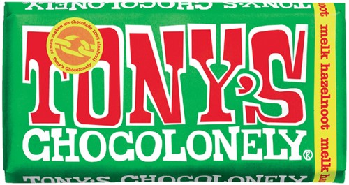 Chocolade Tony Chocolonely melk hazelnt reep 180gr 180 Gram