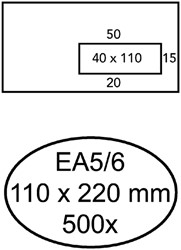 Envelop Hermes EA5/6 vr v10 4x11 80gr zk wit 500 Stuk