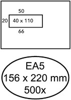 Envelop Hermes venster EA5 vl 4x11 80gr 500st wit 500 Stuk