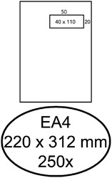 Envelop Hermes akte EA4 220x312 vr zk 250st wit 250 Stuk