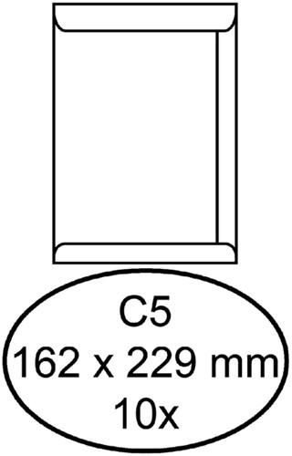 Envelop Hermes akte C5 162x229 zk 10st wit 10 Stuk