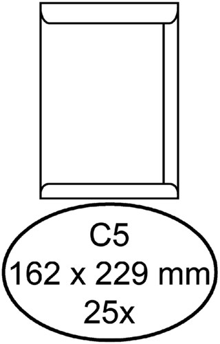 Envelop Hermes akte C5 162x229 zk 25st wit 25 Stuk
