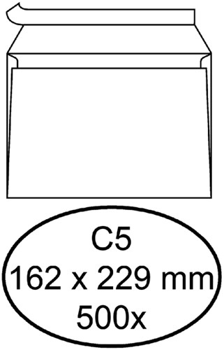 Envelop Hermes bank C5 162x229 zk 500st wit 500 Stuk