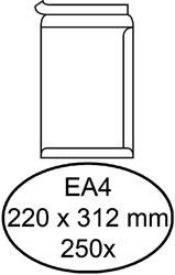 Envelop Hermes akte EA4 220x312 zk 250st wit 250 Stuk