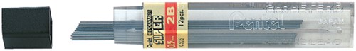 Potloodstift Pentel 2B 0.5mm 12st zwart 12 Stuk