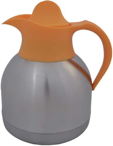 Theekan 1liter roestvrijstaal gele dop 1 Stuk