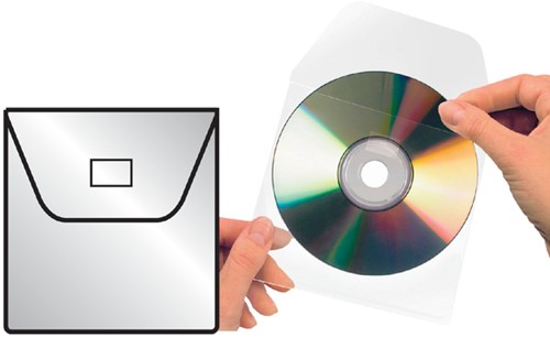 Cd/dvd Hoes Djois 127x127mm klep zelfkl tr 100st 100 Stuk