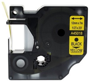 COMPATIBLE LABELTAPE  45018 12MMX7M D1 GEEL/ZWART 1 STUK