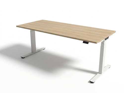 PALMBERG Crew T elektrisch zit-sta bureau - 160x80cm  - Acacia (AZ) - Wit structuur (WM)