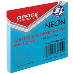 Memoblok Office Products 76x76mm neon blauw Blok 100 Vel