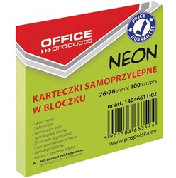 Memoblok Office Products 76x76mm neon groen Blok 100 Vel