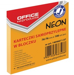 Memoblok Office Products 76x76mm neon oranje Blok 100 Vel