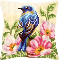 Kruissteekpakket 40x40 cm vogel met wilde rozen 1 Stuk 