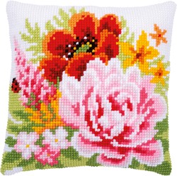 Kruissteekpakket 40x40 cm kleurrijke bloemen 1 Stuk 